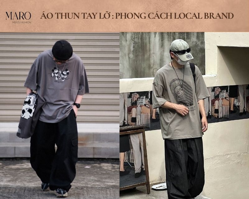 áo thun tay lỡ nam phong cách local brand