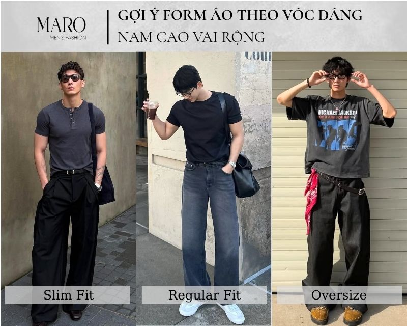 các form áo nam cao vai rộng