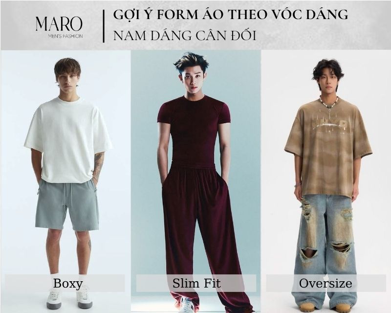 các form áo nam dáng cân đối