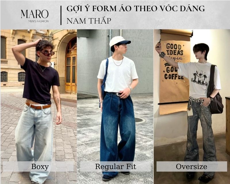 các form áo nam thấp