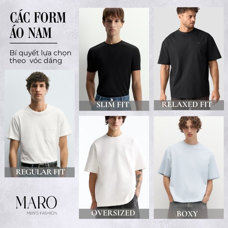 các form áo nam