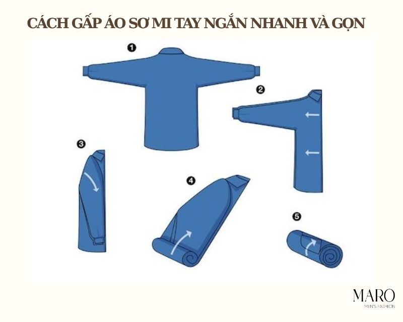 cách gấp áo sơ mi cuộn tròn