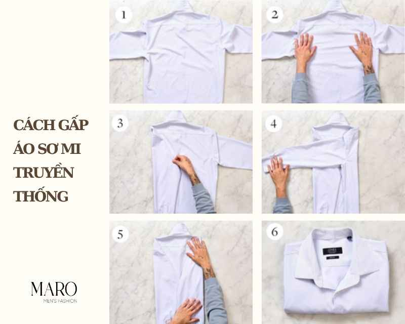 cách gấp áo sơ mi truyền thống