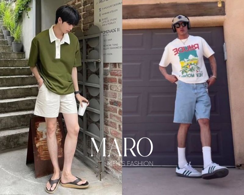 cân bằng tỷ lệ khi phối quần short nam