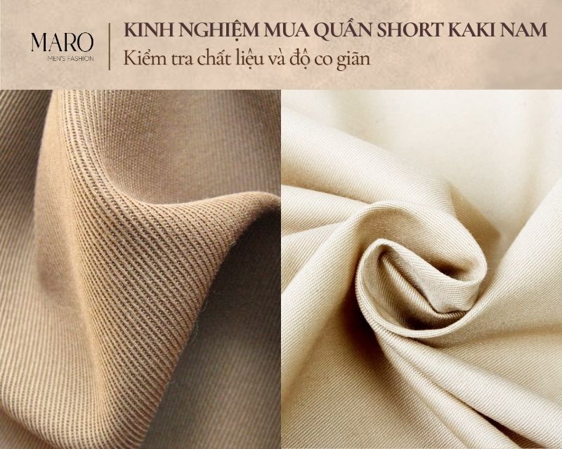 chất liệu vải, độ co giãn quần short kaki nam