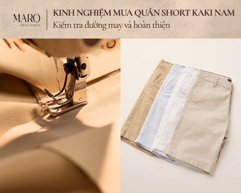 đường may và hoàn thiện quần short kaki nam