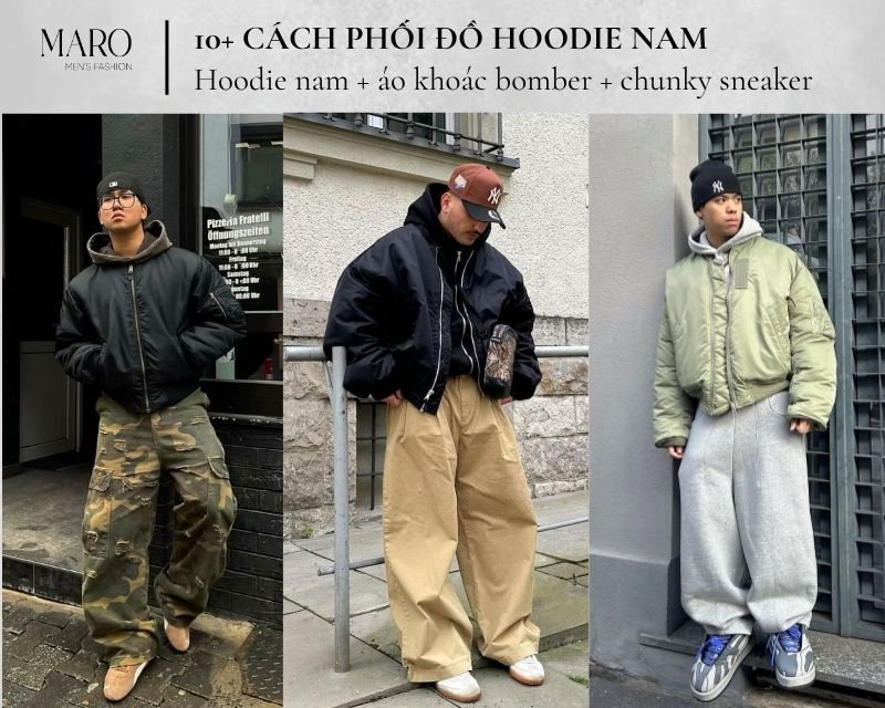 hoodie nam áo khoác bomber chunky sneaker