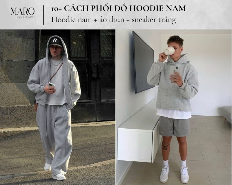 hoodie nam form rộng sơ mi sneaker