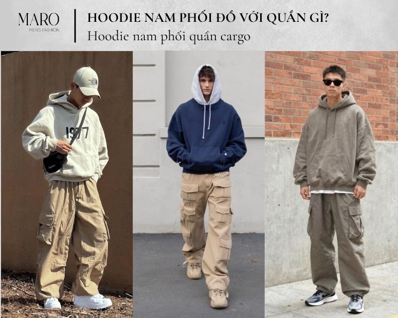 hoodie nam phối quần cargo
