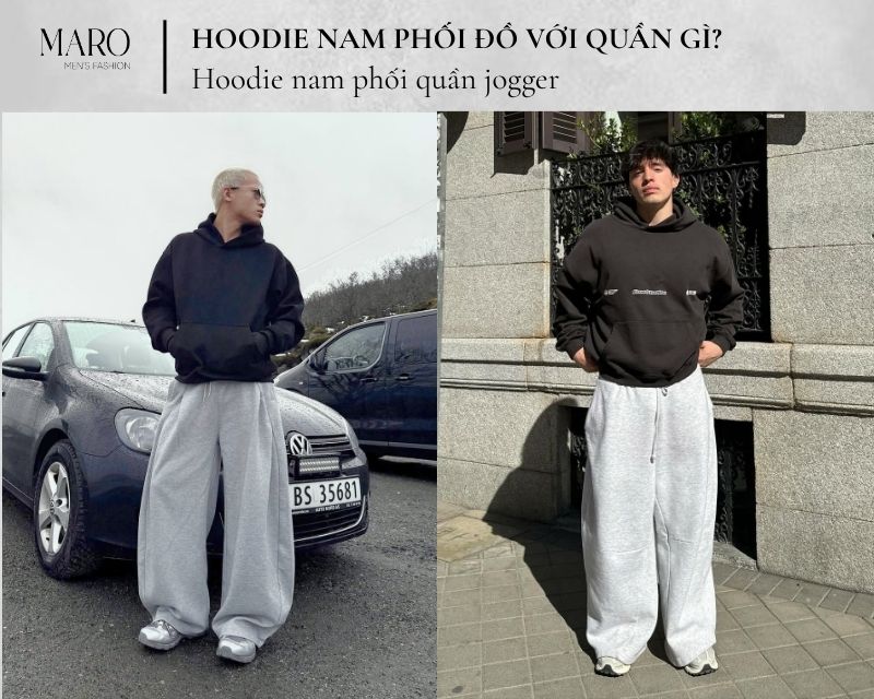 hoodie nam phối quần jogger