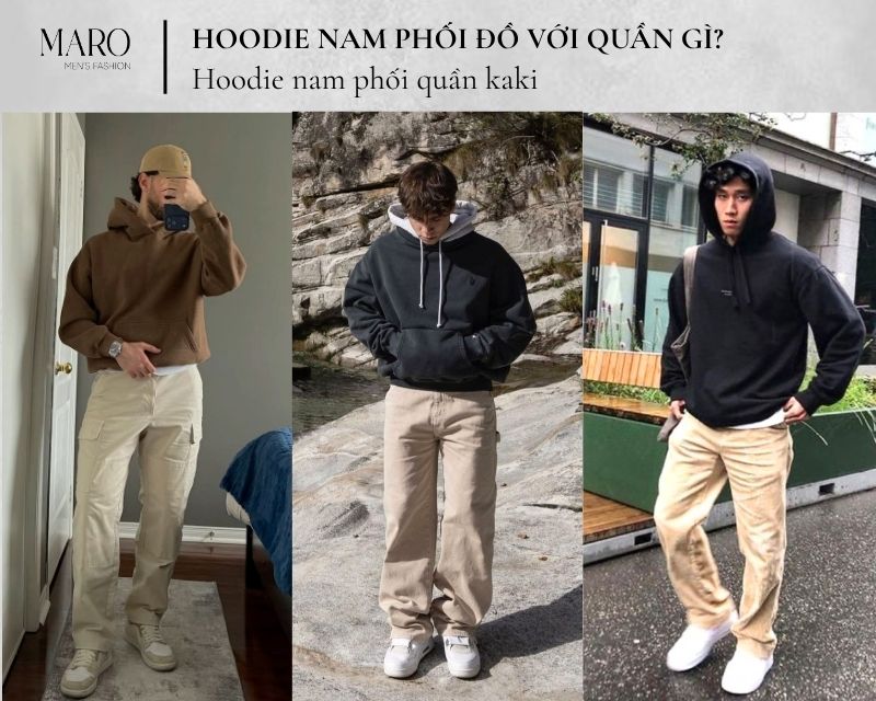 hoodie nam phối quần kaki
