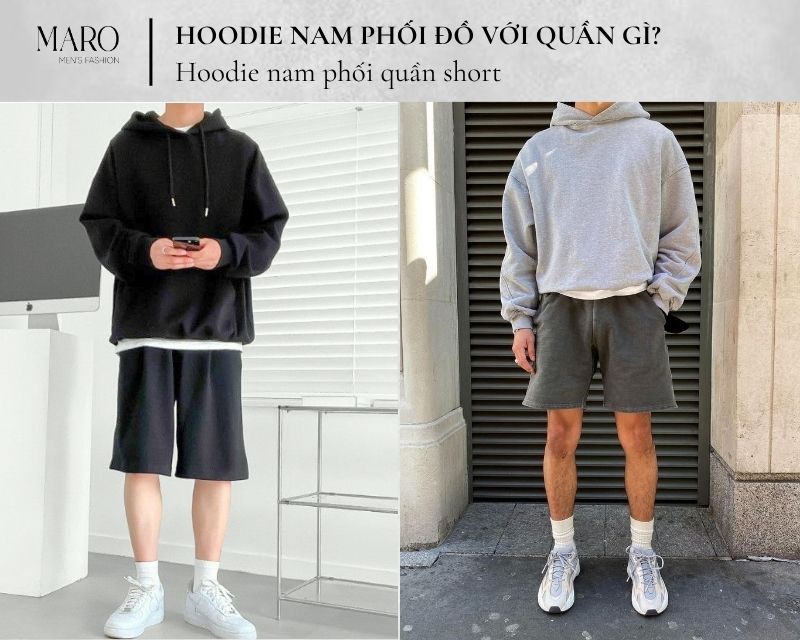 hoodie nam phối quần short