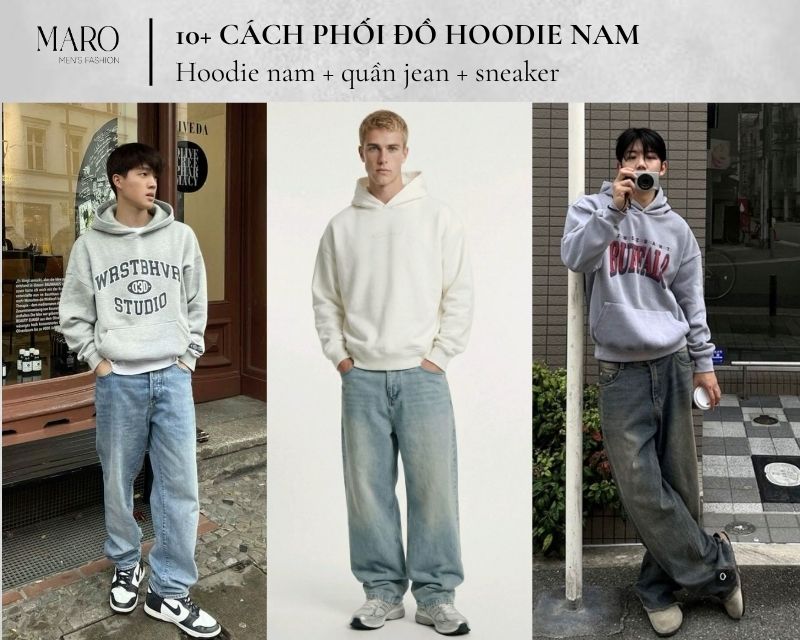 hoodie nam quần jean sneaker