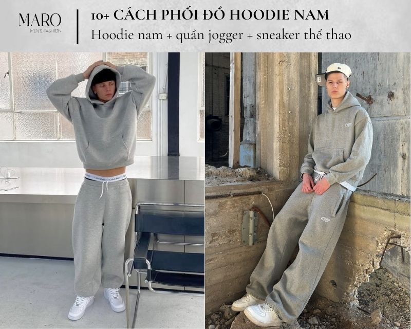 hoodie nam quần jogger sneaker thể thao