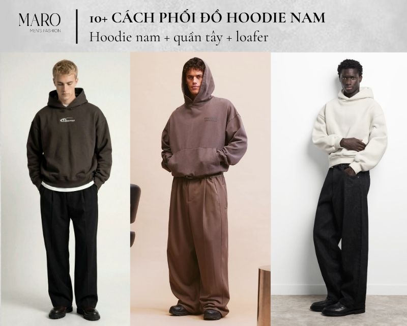 hoodie nam quần tây loafer