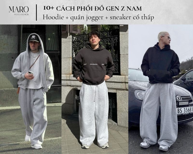 hoodie quần jogger sneaker cổ thấp