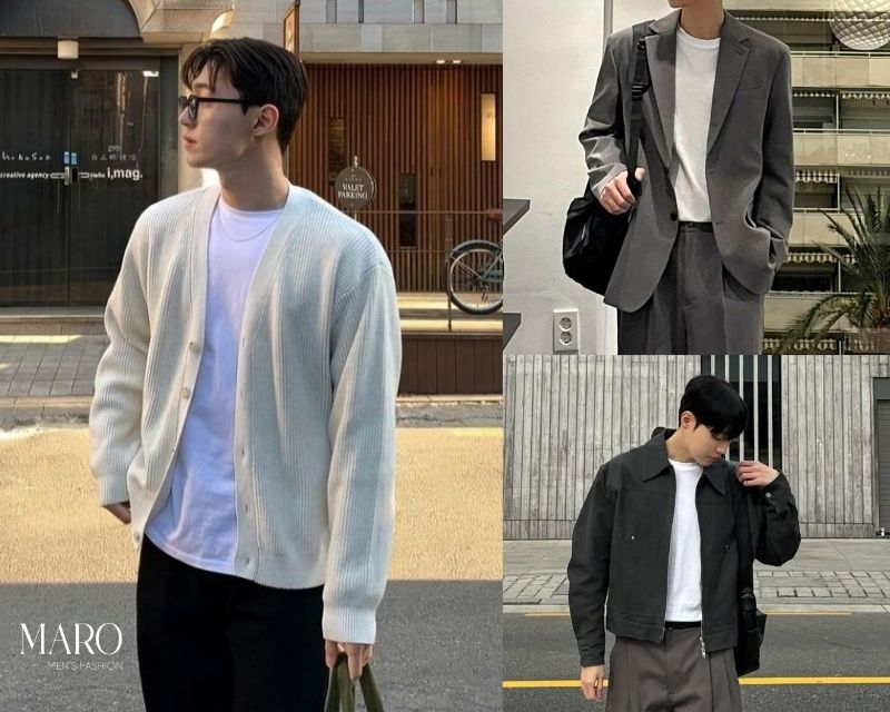 layering áo khoác oversize