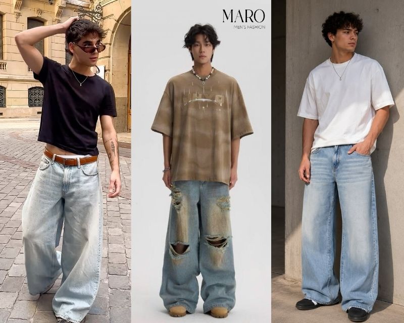 outfit oversize nam quần ống thụng