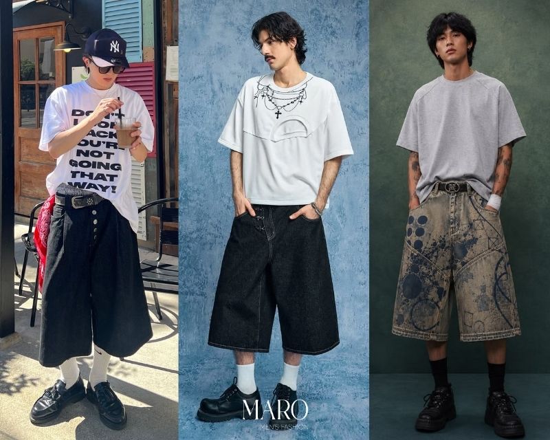 outfit oversize quần jean lửng