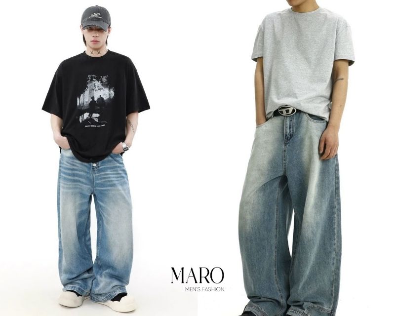 phối áo oversize nam với quần bo mài