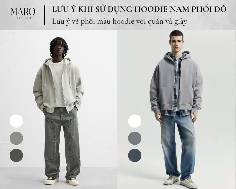 phối màu hoodie với quần và giày
