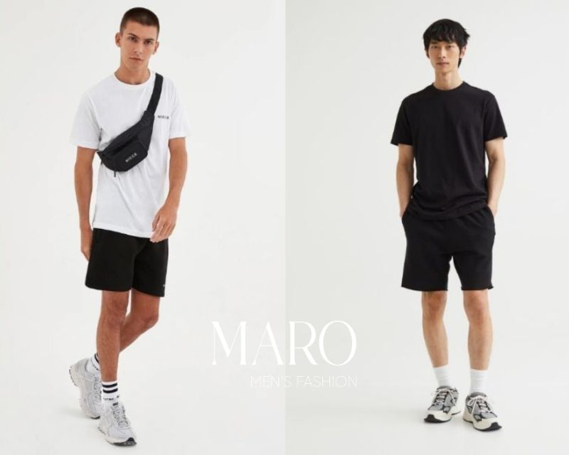 phối quần short nam với áo thun