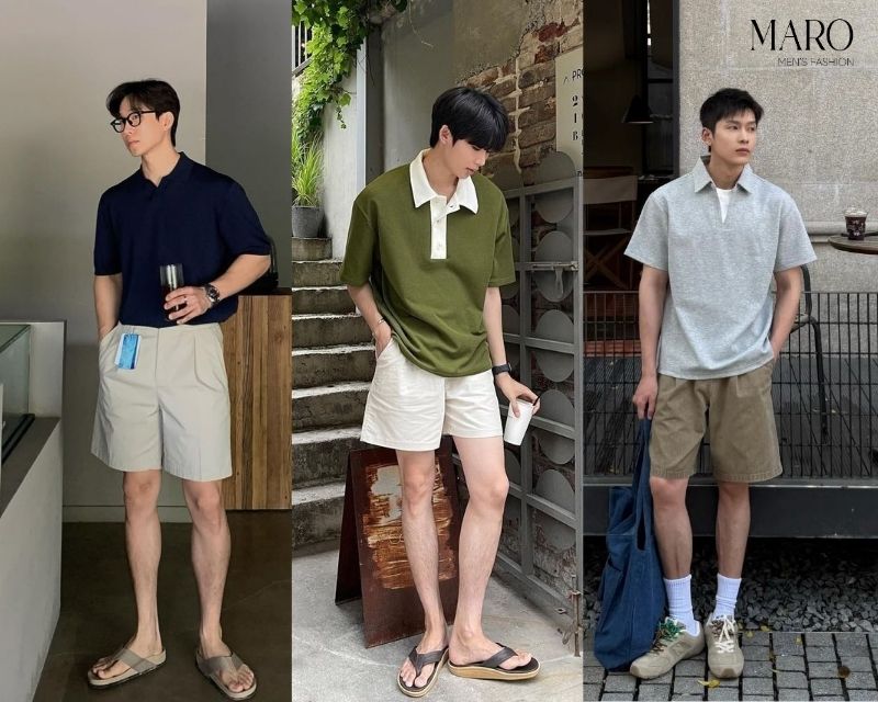 quần short phối áo polo