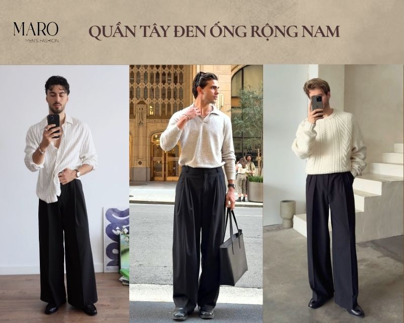 quần tây đen ống rộng nam