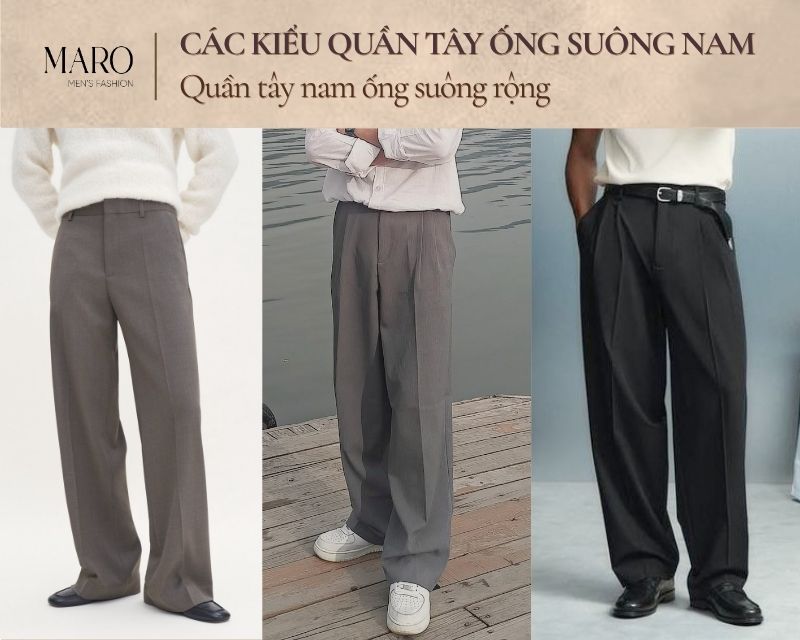 quần tây nam ống suông rộng