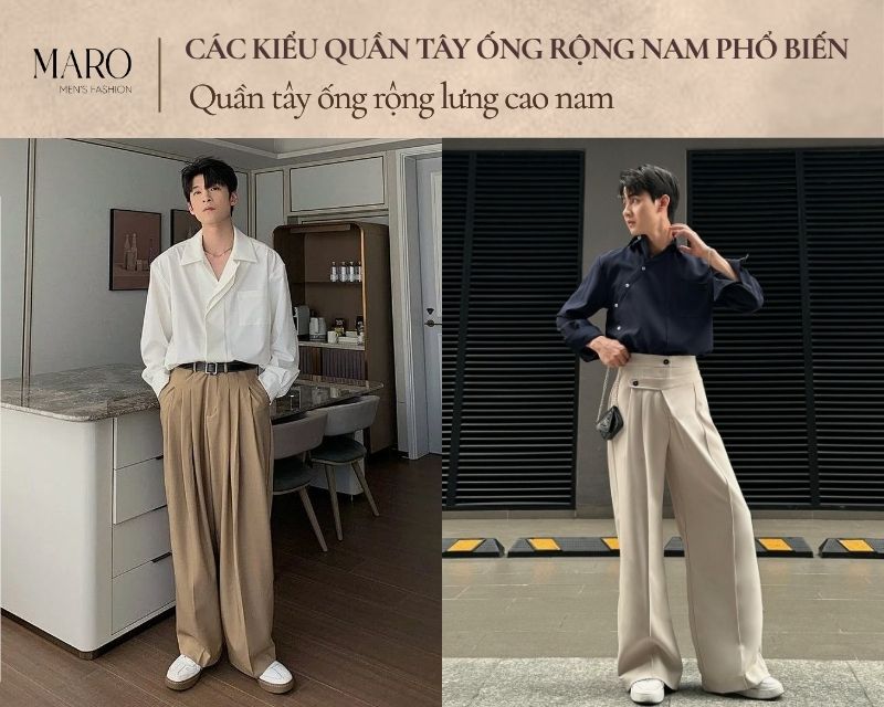 quần tây ống rộng lưng cao nam