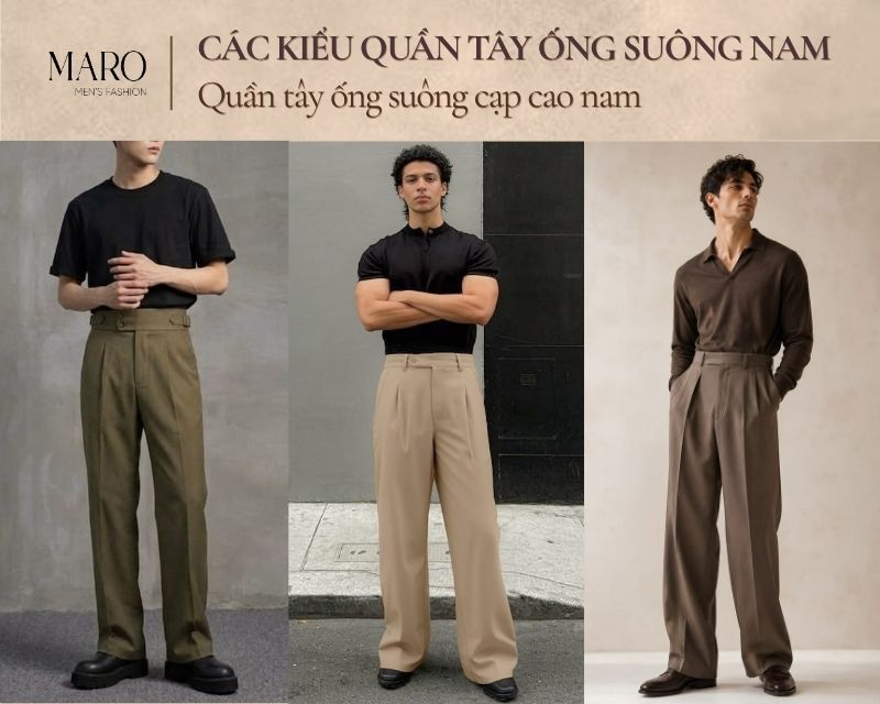 quần tây ống suông cạp cao nam