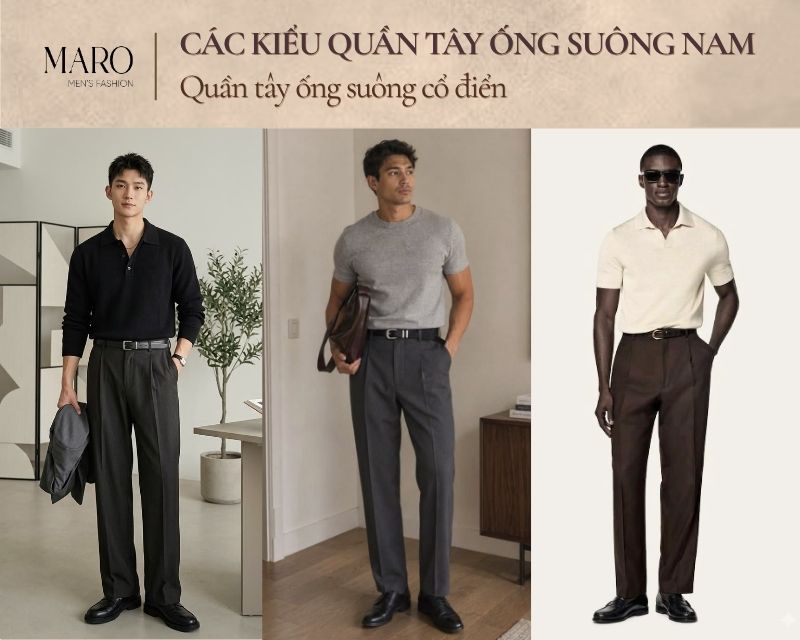 quần tây ống suông cổ điển