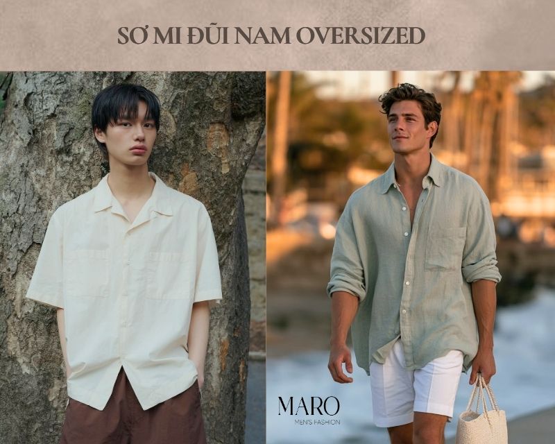 sơ mi đũi nam oversized