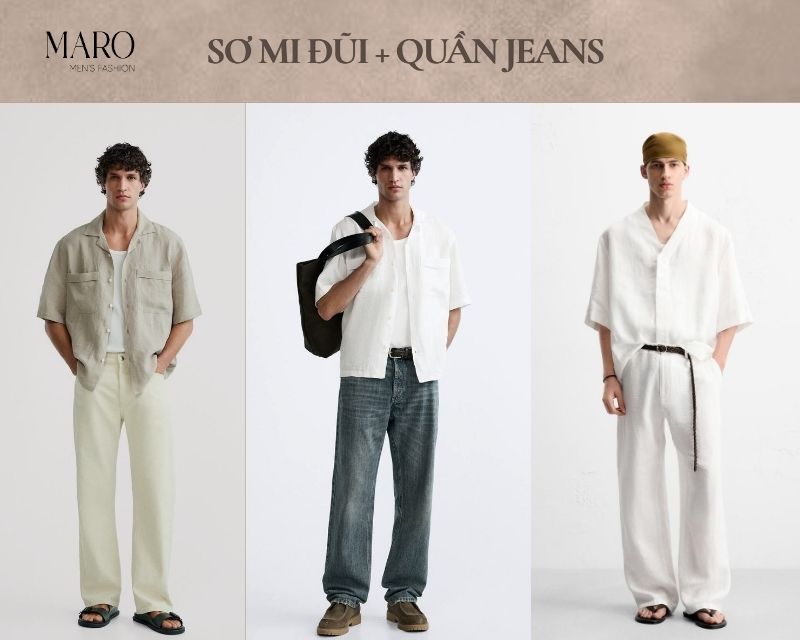 sơ mi đũi quần jeans
