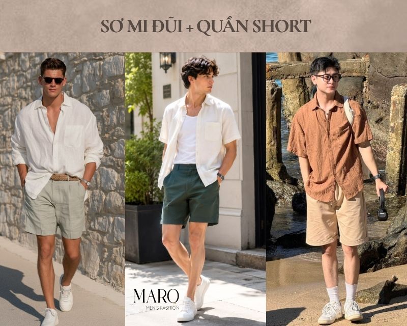 sơ mi đũi quần short