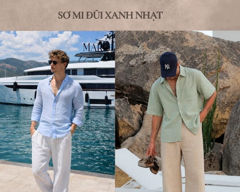 sơ mi đũi xanh nhạt