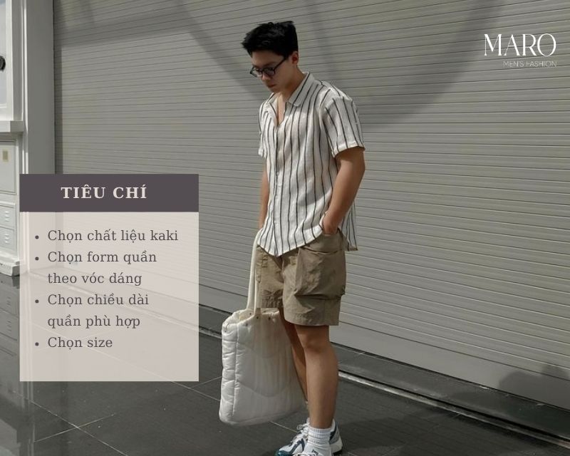tiêu chí chọn quần short kaki nam