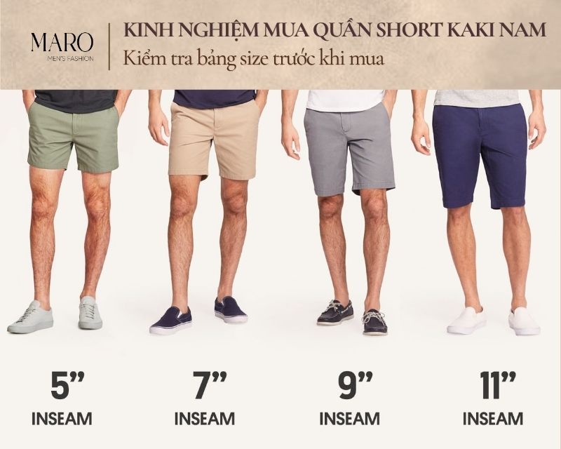 tra bảng size quần short kaki nam